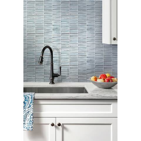 Apollo Tile Blue Gray 12-in x 129-in Traingle Polished , Matte Glass Mosaic Tile (5.38 Sq ft/case)