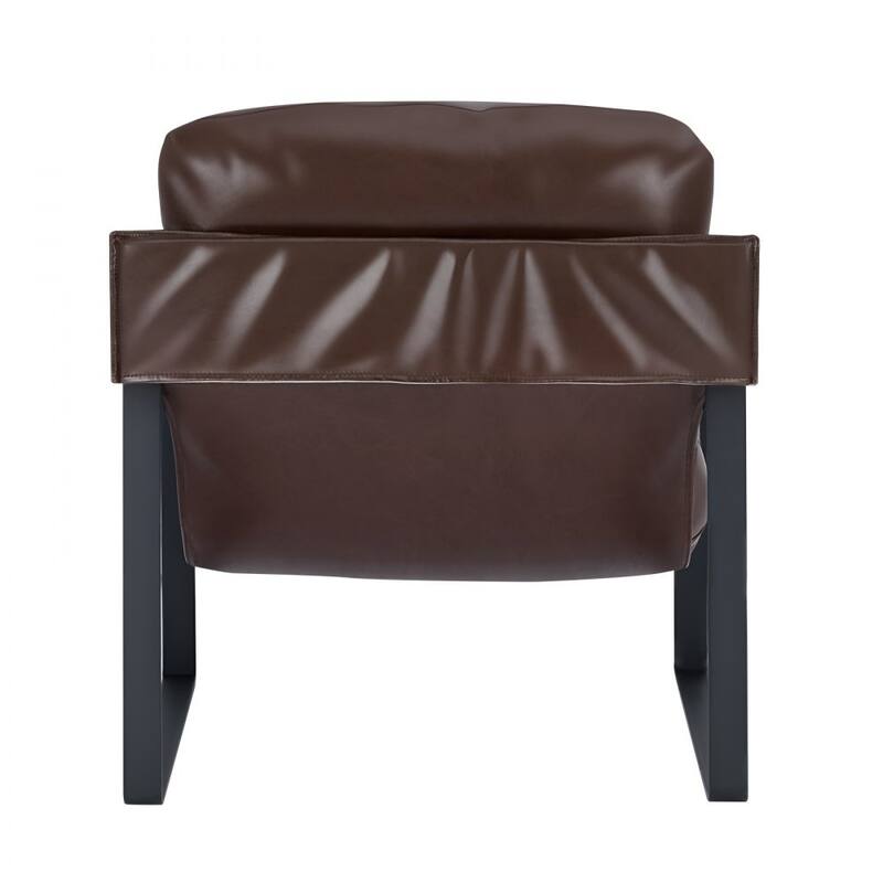 Modern Brown PU Leather Accent Chair with Iron Frame and Soft Cushion for Living Room Seating - 31.5” x 29.53” x 32.28”