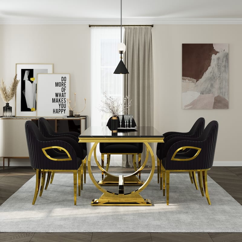 Dining Table Set with Arm Dining Chairs