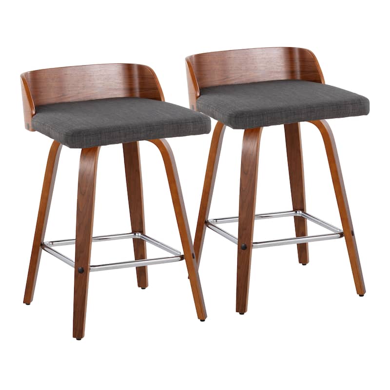 Carson Carrington Marstrand 26" Fixed-Height Counter Stool with Bent Wood Legs & Square Footrest (Set of 2)