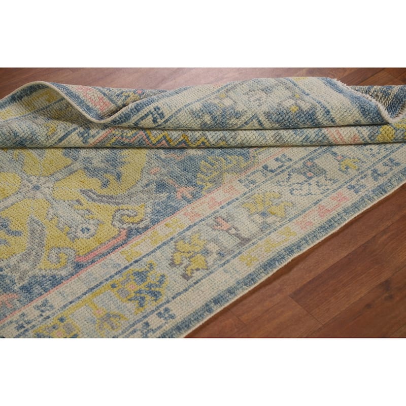 Vegetable Dye Oushak Turkish Runner Rug Handmade Wool Carpet - 3'0"x 11'9"
