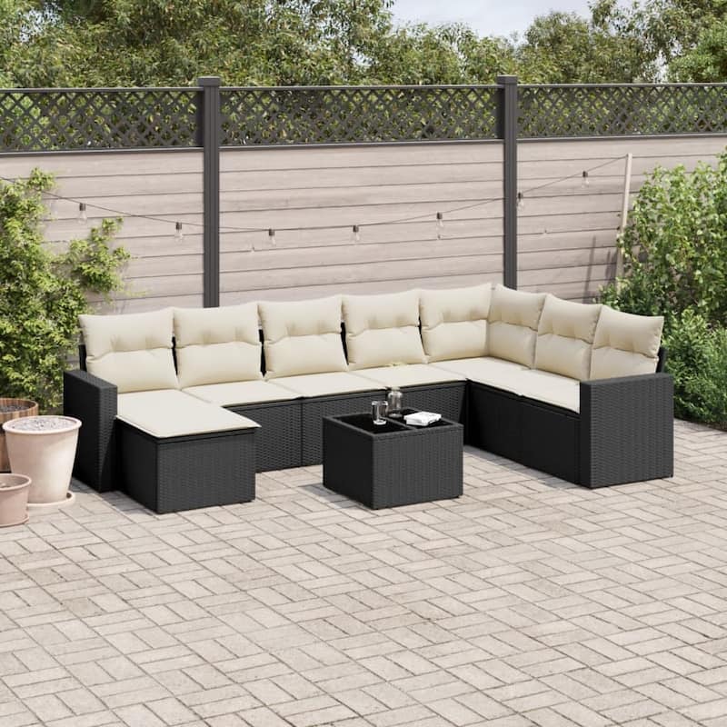 vidaXL Garden Sofa Set Black, Cream White - 21.7 x 21.7 x 14.6