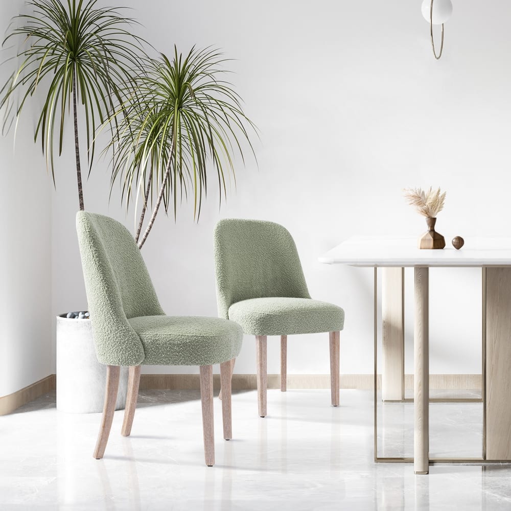 Boucle Polyester Upholstered Side Chair - Water/ Stain Resistant (Set of 2)