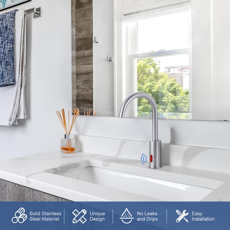 WOWOW Modern Touchless Smart Single Hole Bathroom Faucet