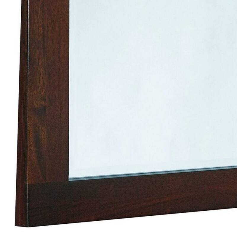 46 Inch Rectangular Arched Wooden Frame Mirror, Brown