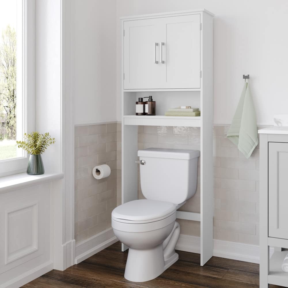 Modern Over the Toilet Cabinet with Shelves and Magnetic Closure Doors