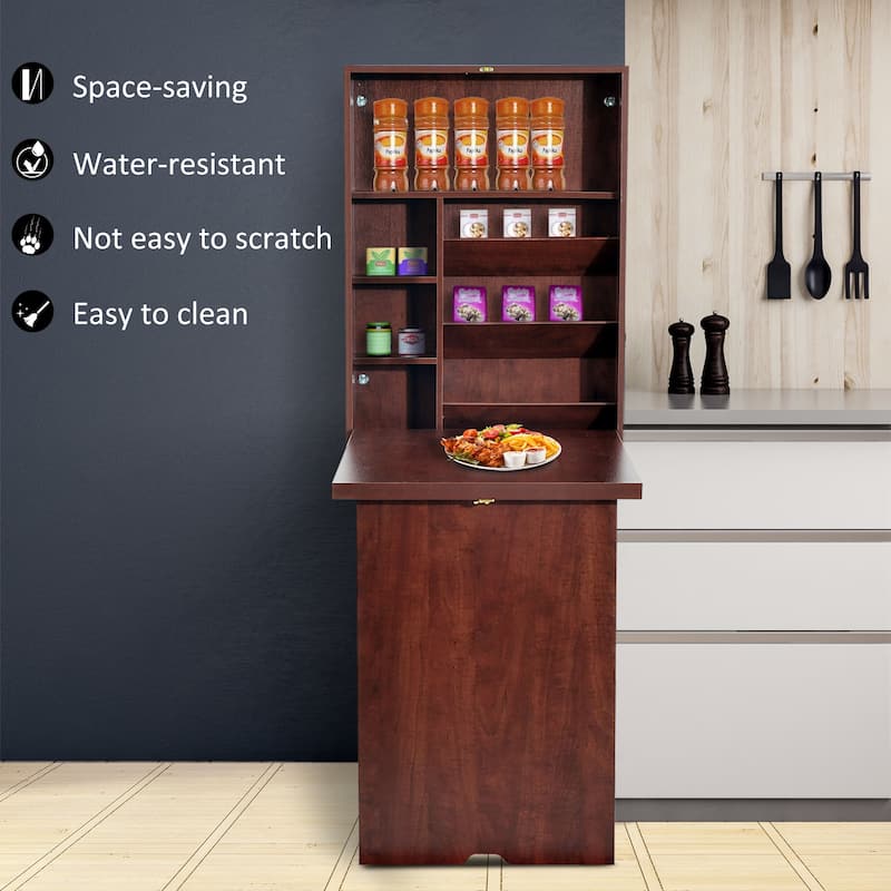 Modern Wall Mounted Foldable Desk with Adjustable Shelves and Storage for Small Bedrooms or Home Offices