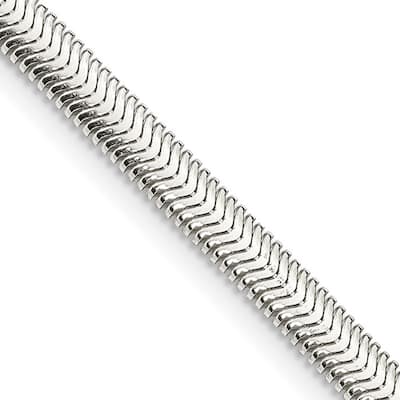 Curata 925 Sterling Silver 5mm Flat Oval Snake Chain Necklace (Lobster)