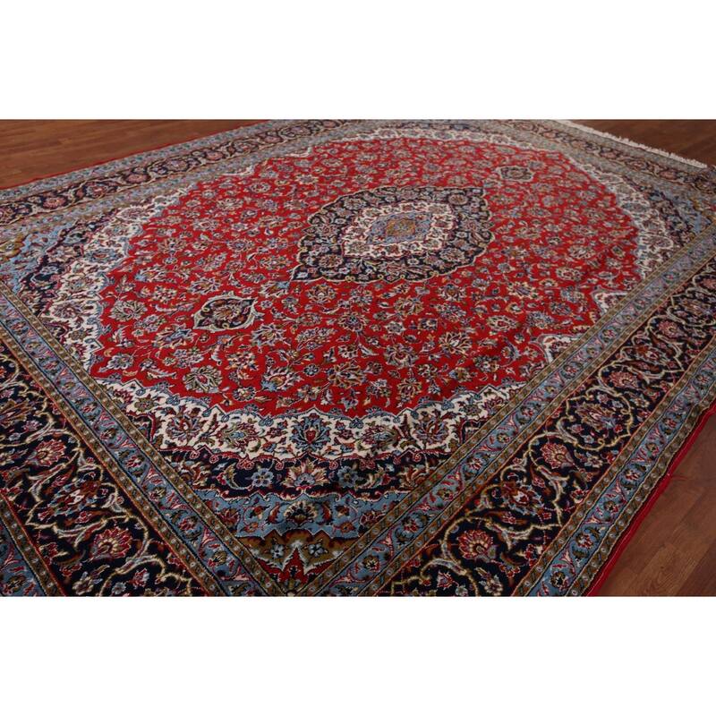 Floral Kashan Turkish Rug Oriental Machine-Made Carpet - 9'8" x 13'3"