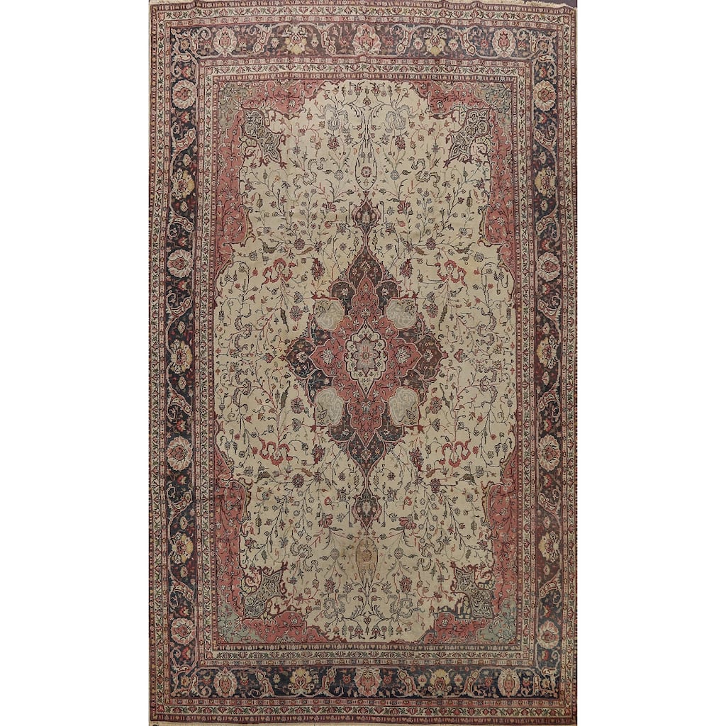 Antique Vegetable Dye Authentic Oushak Turkish Wool Area Rug Handmade - 8'11" x 11'7"