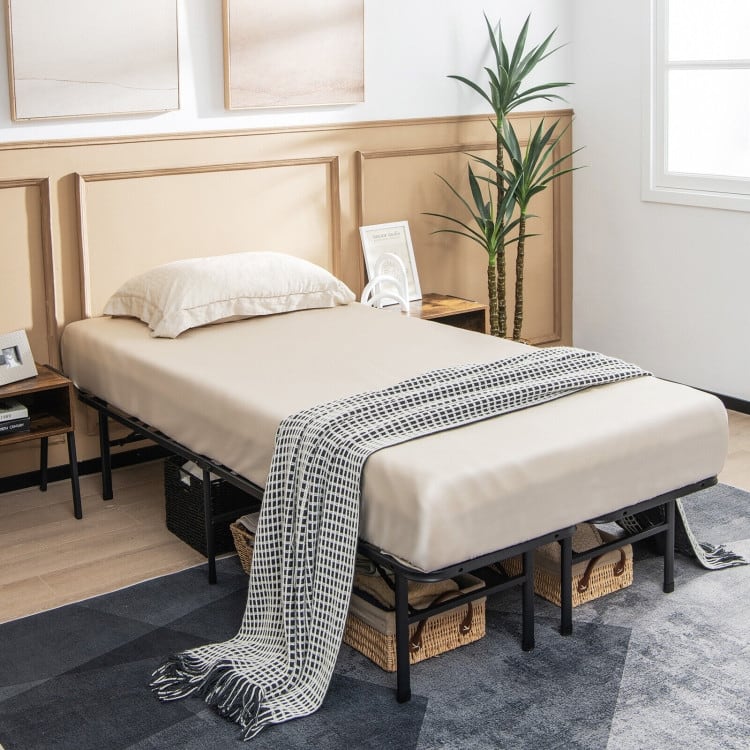 Folding Steel Platform Bed Frame for Kids and Adults