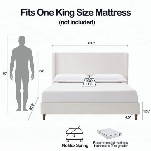 dimension image slide 17 of 27, Harper Tall Headboard Upholstered Bed