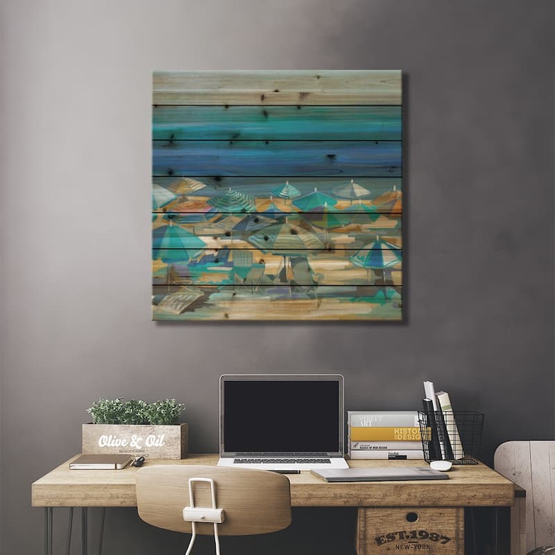 Beach Blanket Bingo Print On Wood by Liz Jardine - Multi-Color