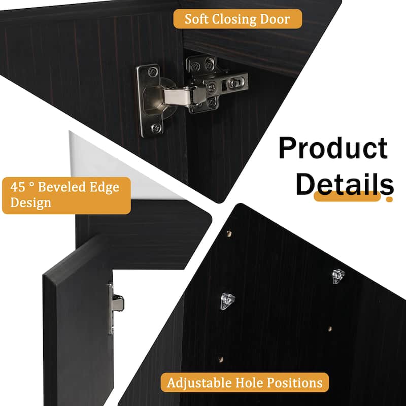 Malwee 28" FreeStanding Bathroom Vanity with Sink, Small Floor Stand Bathroom Vanity with Ceramic Sink and Soft Close Door