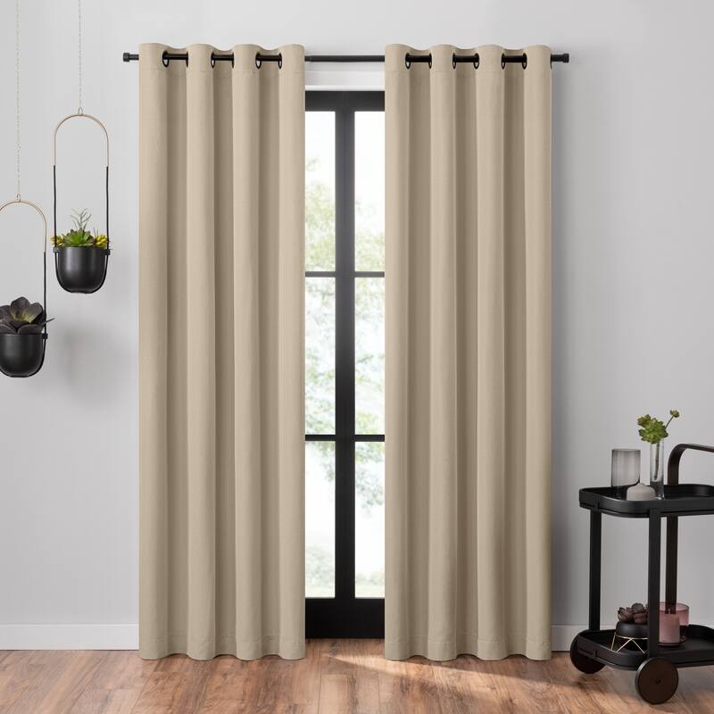 Umbra Ottoman Textured Solid 100% Blackout Grommet Curtain Panel - 63x50 - Light Bronze