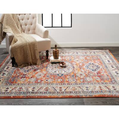 Bellini Vintage Bohemian Medallion Oriental Transitional Area Rug