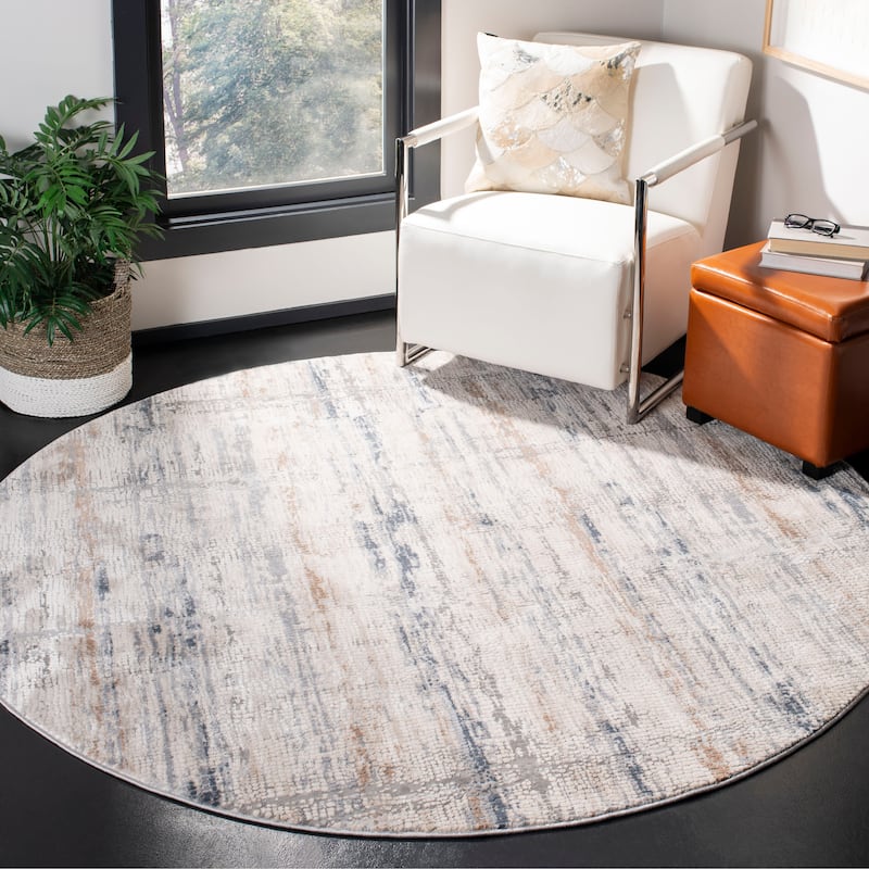 SAFAVIEH Invista Esmeralda Contemporary Rug - 6'7" Round - Cream/Grey