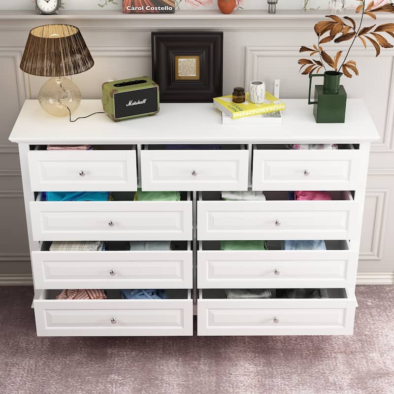 55.1"W 9-Drawer Dresser: Spacious and Sleek Design Chest Lacquer