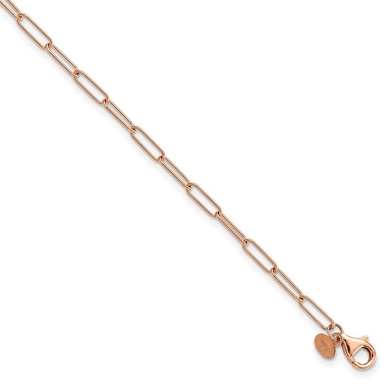 Curata 14k Rose Gold Polished 2.6mm Paperclip Link Bracelet Options: 7" 8"
