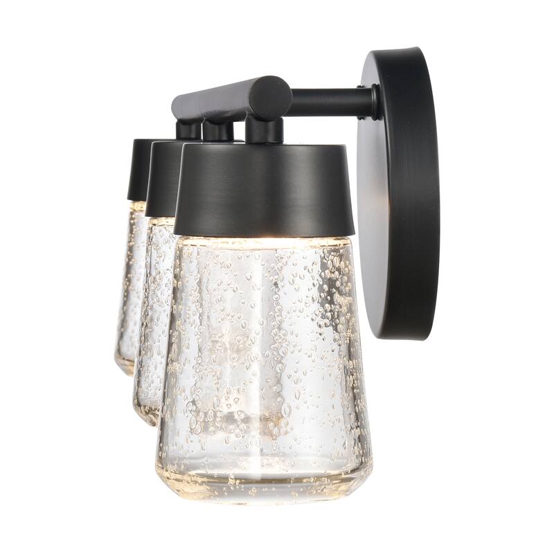 Elk Home Jergen Matte Black With Seedy Glass Vanity Light