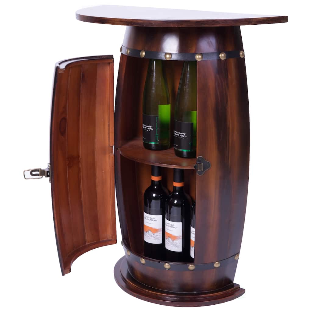 Wood Lockable Wine Rack Console
