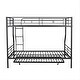 preview thumbnail 6 of 7, Black Full XL-Queen Metal Bunk Bed w/ Trundle Unisex, Split Into 2 Bed