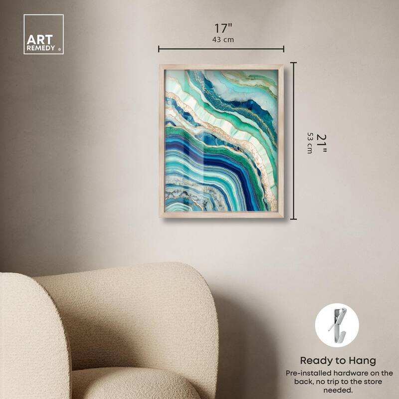 Blue Green Abstract Agate II Shadowbox by Art Remedy