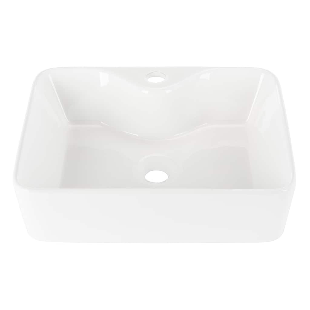 SAFAVIEH Solea Delina Porcelain Ceramic Vitreous Rectangular 19 Inch White Bathroom Vessel Sink - 18.9" x 14.6" x 5.1"