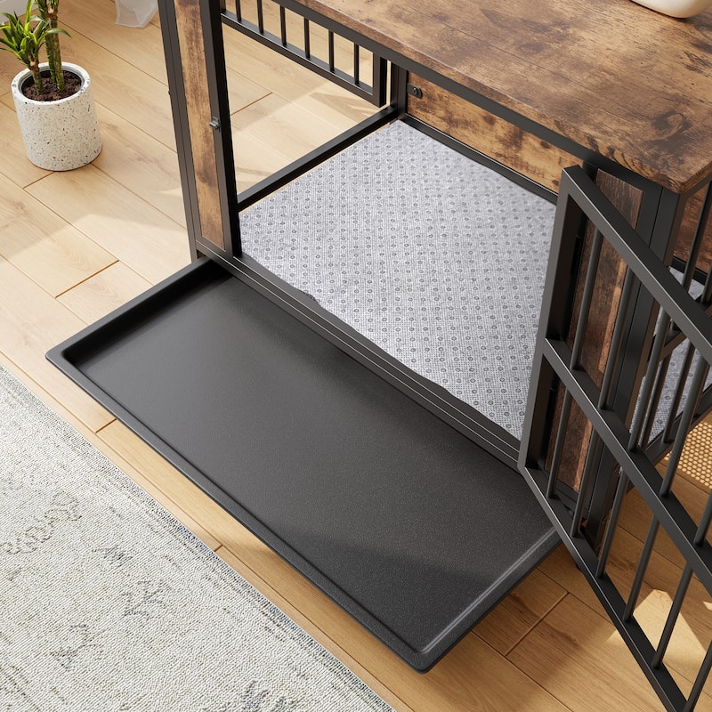 Wooden Dog Crate Table, Decorative Pet Crate House for Medium/Small Dog Indoor Use