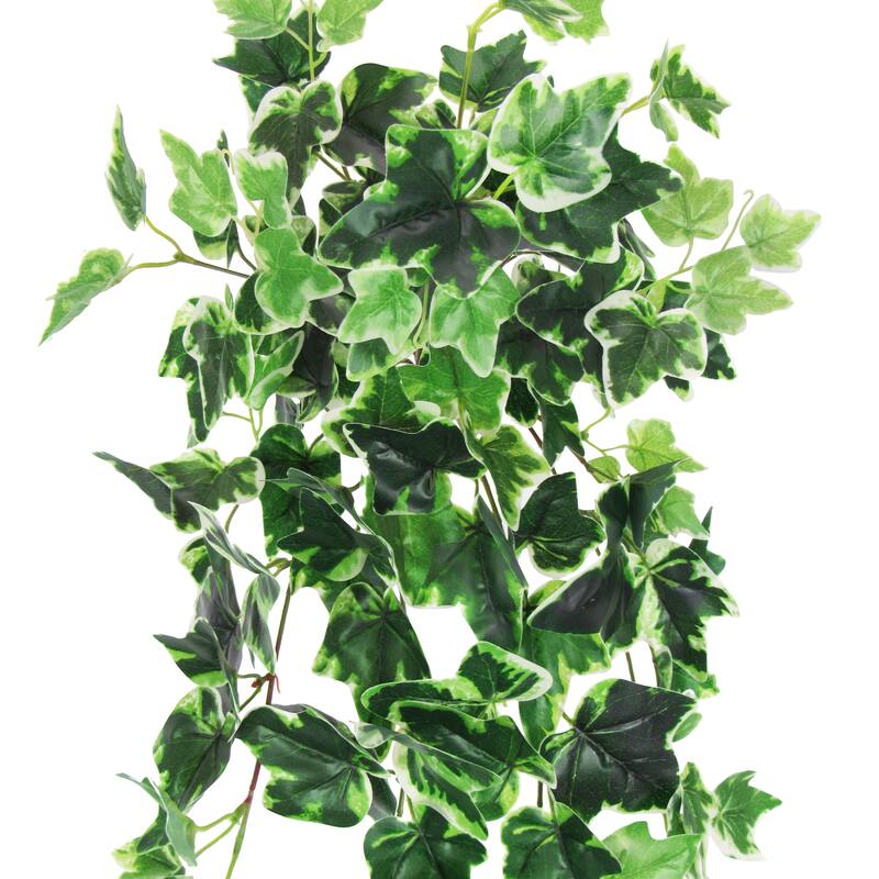 Artificial Variegated English Ivy Leaf Vine Hanging Plant Greenery Foliage Bush 32in - 32" L x 12" W x 6" DP