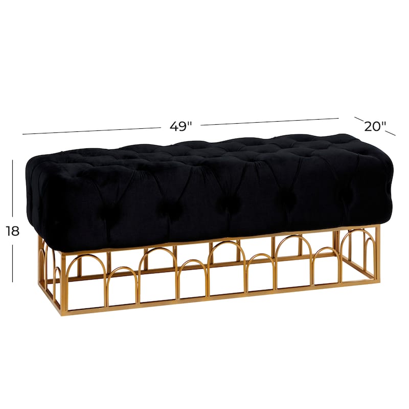 Metal Bench with Gold Base - Black - Roche River Decor - 20"W x 49"L x 18"H