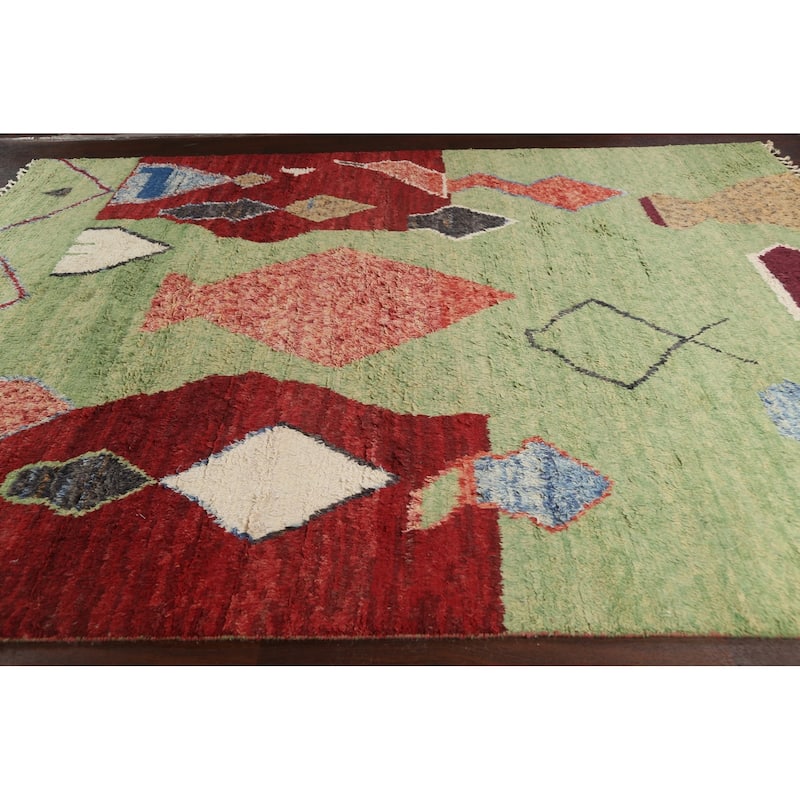 Tribal Moroccan Oriental Wool Area Rug Hand-knotted Living Room Carpet - 9'0" x 12'5"