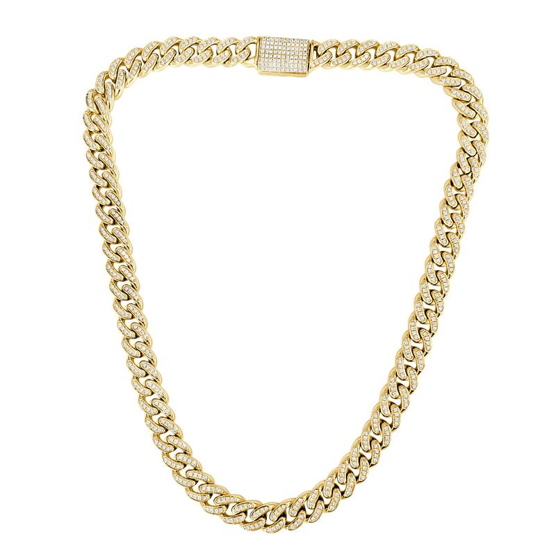 Auriya Silver Lab Grown Diamond Cuban Necklace 25.00 ct. tw. (E-F VS) - Yellow