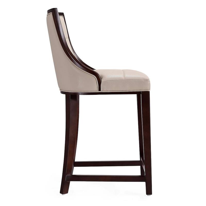 Manhattan Comfort Fifth Ave Dark Walnut Wood Counter Height Bar Stool (Set of 3)
