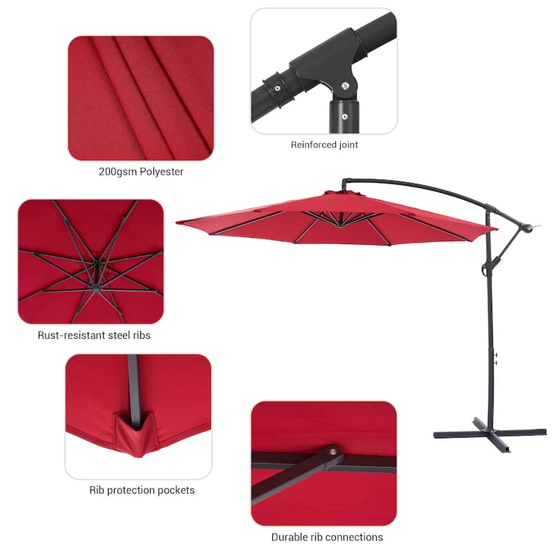 LIVOOSUN 10ft Patio Offset Umbrellas,Hanging Market Patio Umbrella