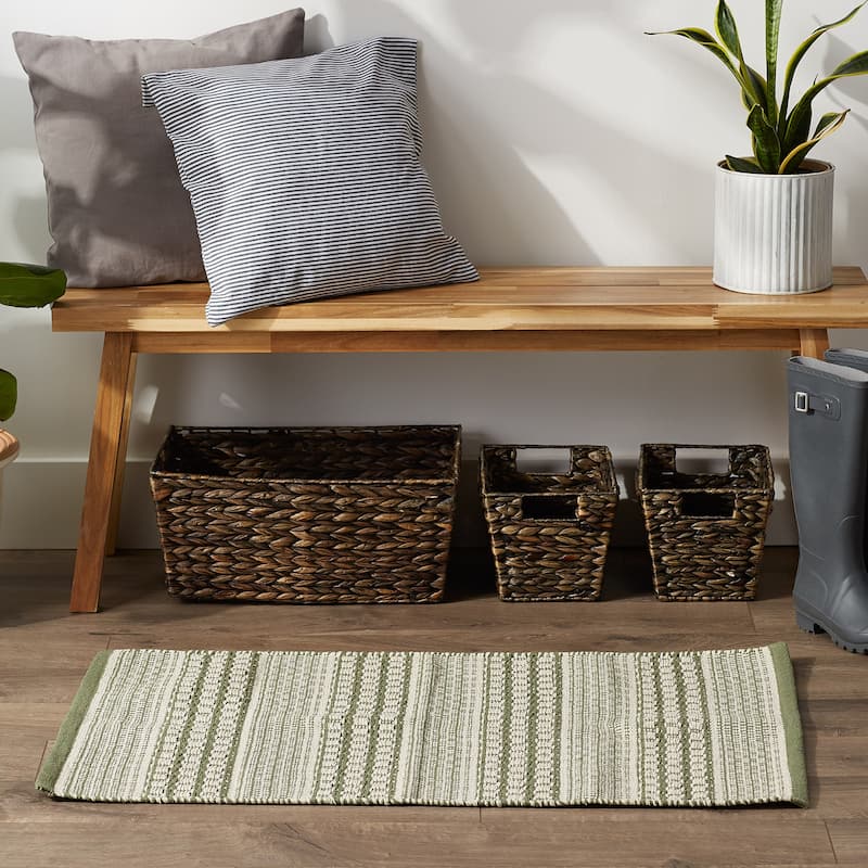 DII Stone Dobby Stripe Hand-Loomed Rug 2ft 6inx6 Ft - 36.0 In. L X 24.0 In. W X 0.2 In. H