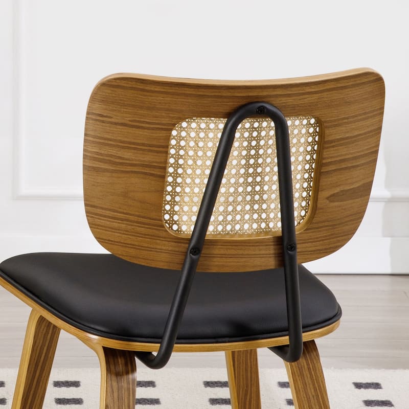 Faux Leather Upholstered Dining Chairs Set of 2/4 with Wood Legs - 32.3"H x 18.5"W x 21.8"D