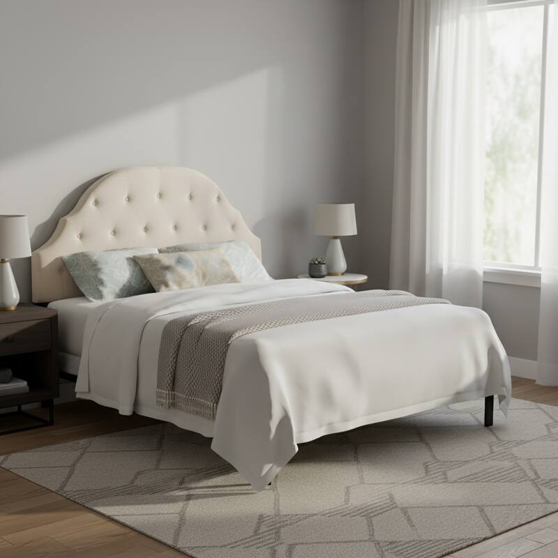 Beige Classic Arched Tufted Headboard