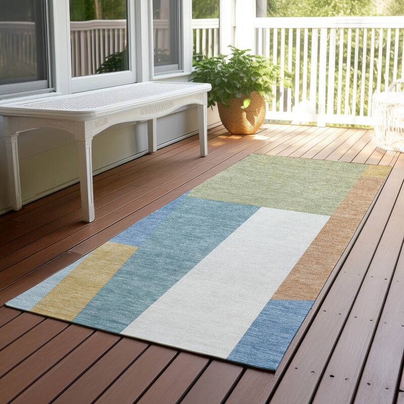 Machine Washable Indoor/ Outdoor Contemporary Jolie Chantille Rug - Blue - 2'3" x 7'6"