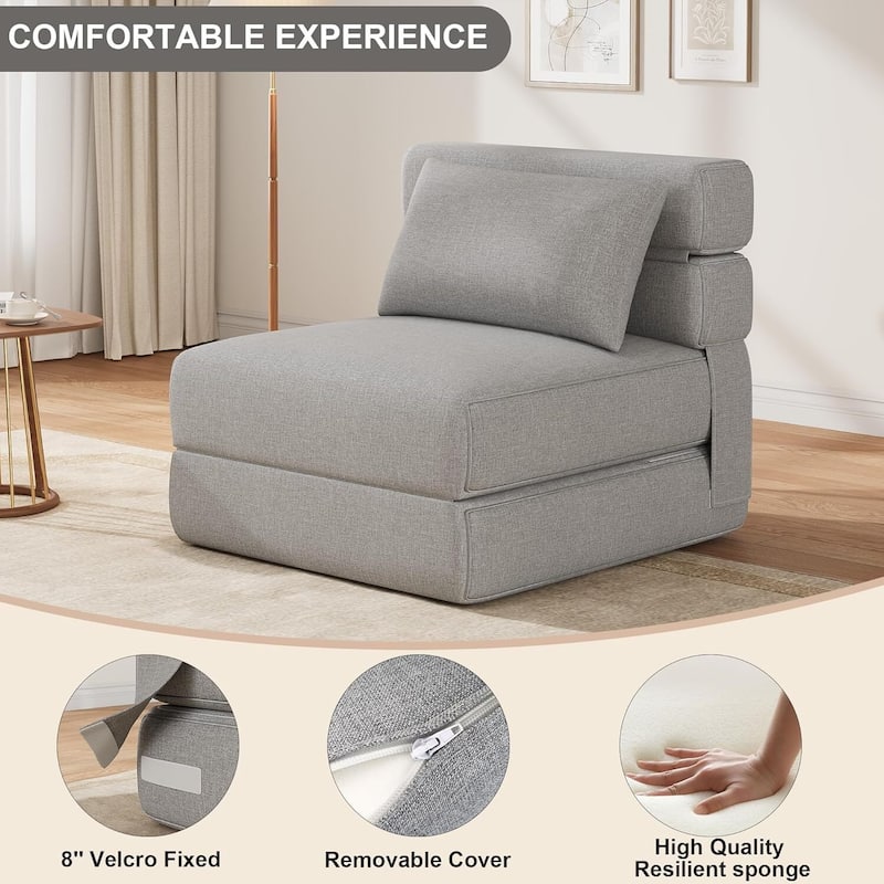 Folding Sofa Bed Convertible Floor Couch with Upgraded Pillow for Living Room, Dorm