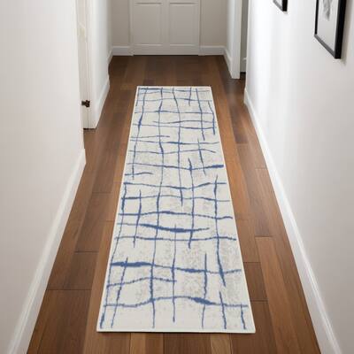 Hije Power Loomed Distressed Abstract Modern Non Skid Stain Resistant Area Rug By HomeRoots - 96' X '24' X '0.39