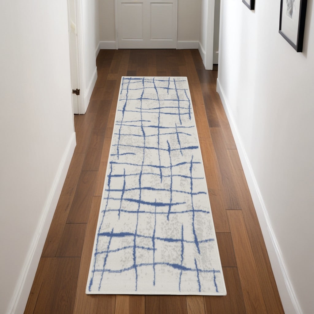 Hije Power Loomed Distressed Abstract Modern Non Skid Stain Resistant Area Rug By HomeRoots - 96' X '24' X '0.39