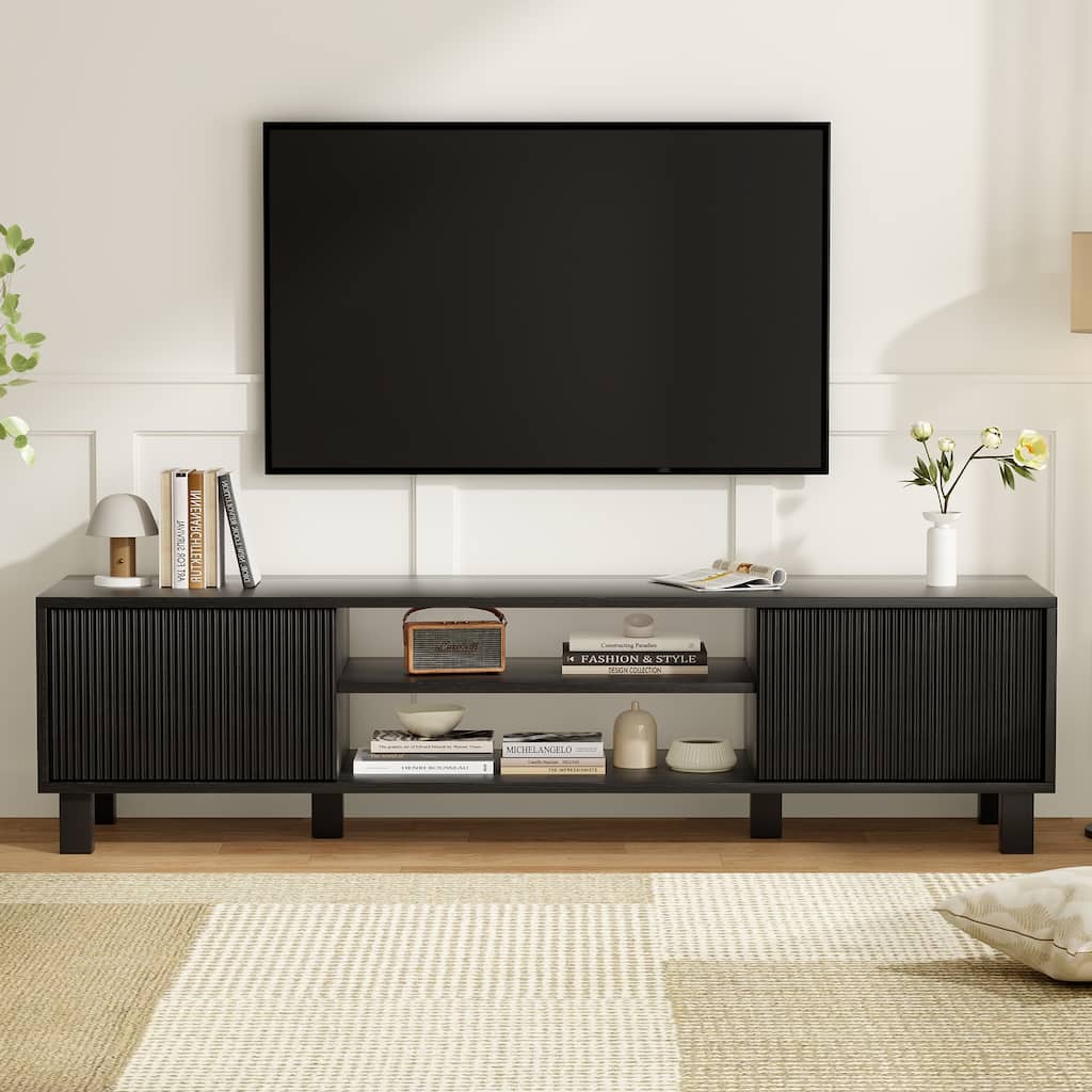 Modern TV Stand for Up to 70" TVs, Large Media Console with Storage & Open Shelves, Stylish Entertainment Center