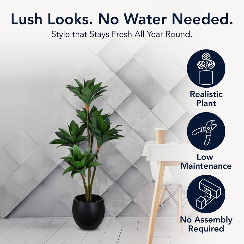 American Art Decor Artificial Crown Orchid Tree in Cement Pot Faux Plant for Home or Office - 48"