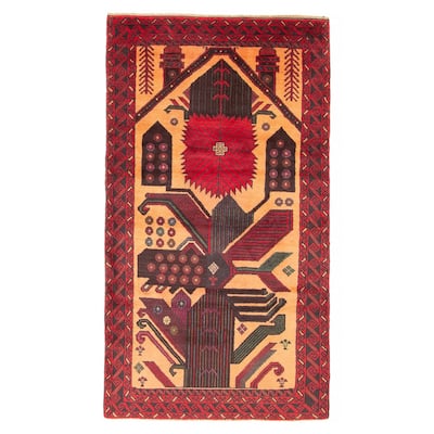 ECARPETGALLERY Hand-knotted Baluch Tan Wool Rug - 3'7 x 6'7