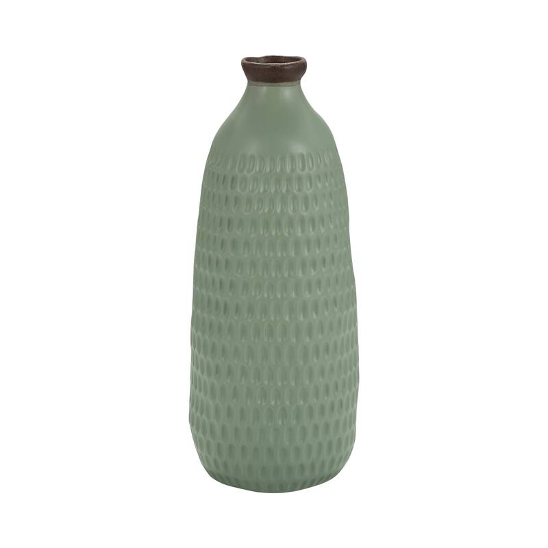 Ceramic Modern Dimpled Texture Vase - Green, 16"