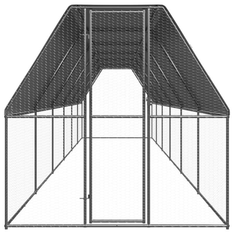 vidaXL Chicken Cage Silver and silver grey Galvanized steel, polyethylene