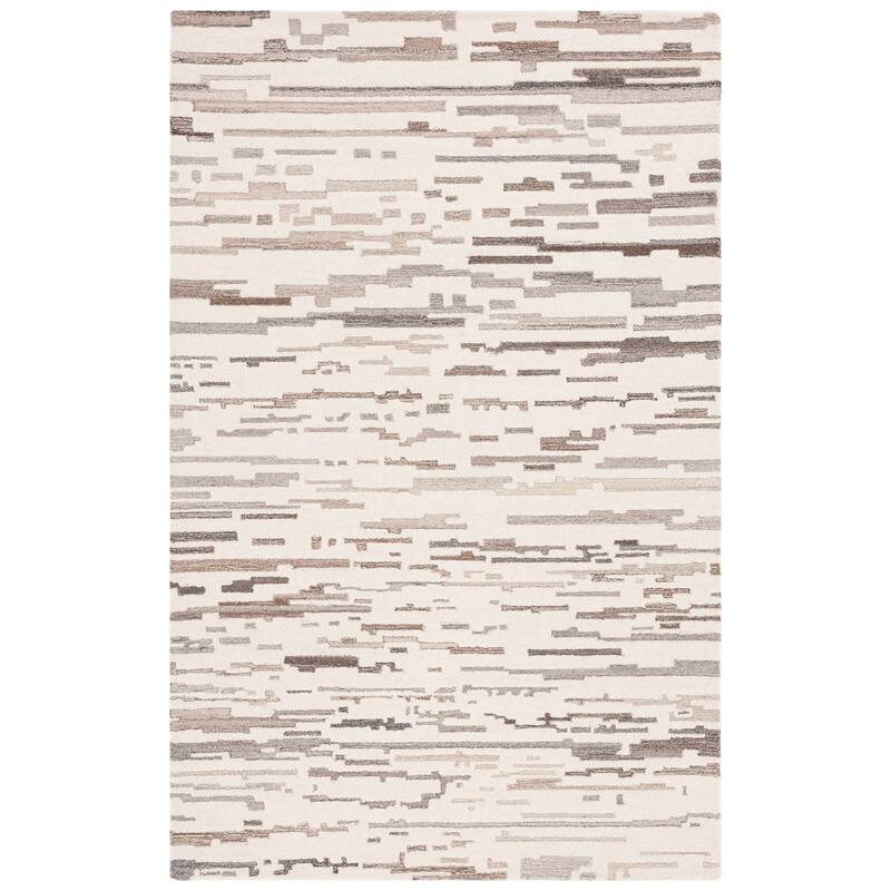 SAFAVIEH Handmade Ebony Kumud Modern Wool Rug - 6' x 9' - Ivory/Grey