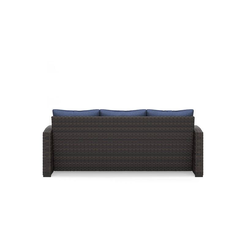 Signature Design by Ashley Windglow Blue/Brown Outdoor Sofa with Cushion - 80.38" W x 31" D x 36" H