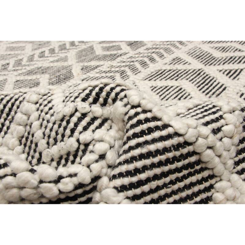 ECARPETGALLERY Braid weave Sienna Black Wool Rug - 4'11 x 8'3